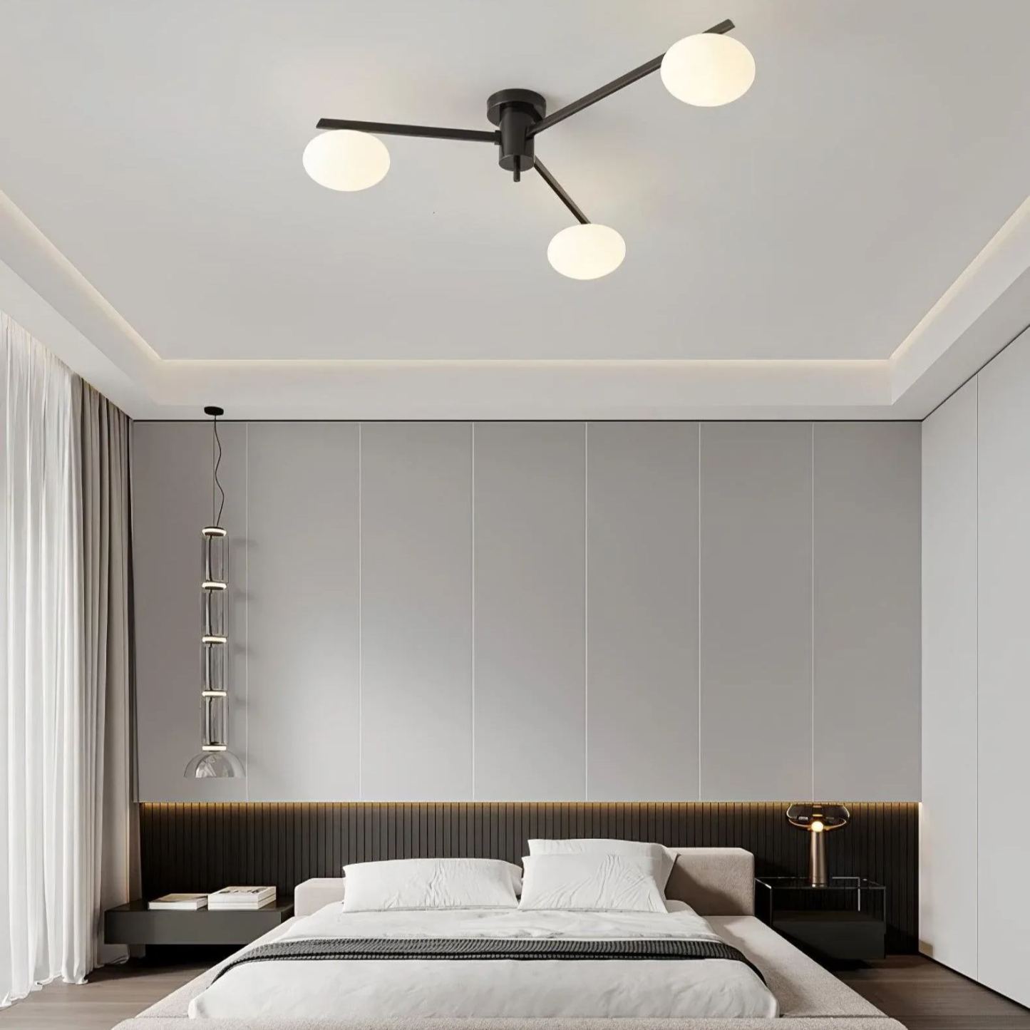 Valentina Minimalismo Metallo Vetro Lampada da Soffitto Camera da Letto Soggiorno