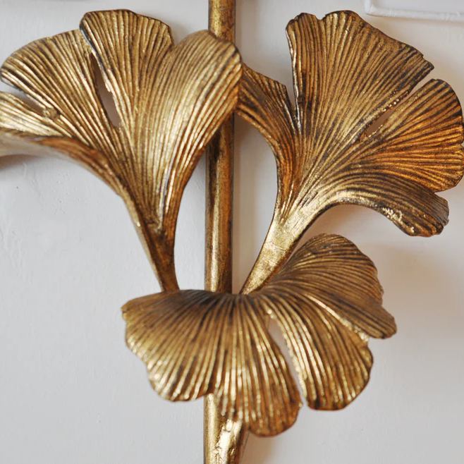 Alessio Vintage Classical Gingko Brass Wall Light Bedroom Living Room