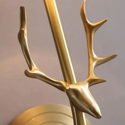 Alessio Vintage Brass Deer Head Fabric Wall Light Bedroom Hallway