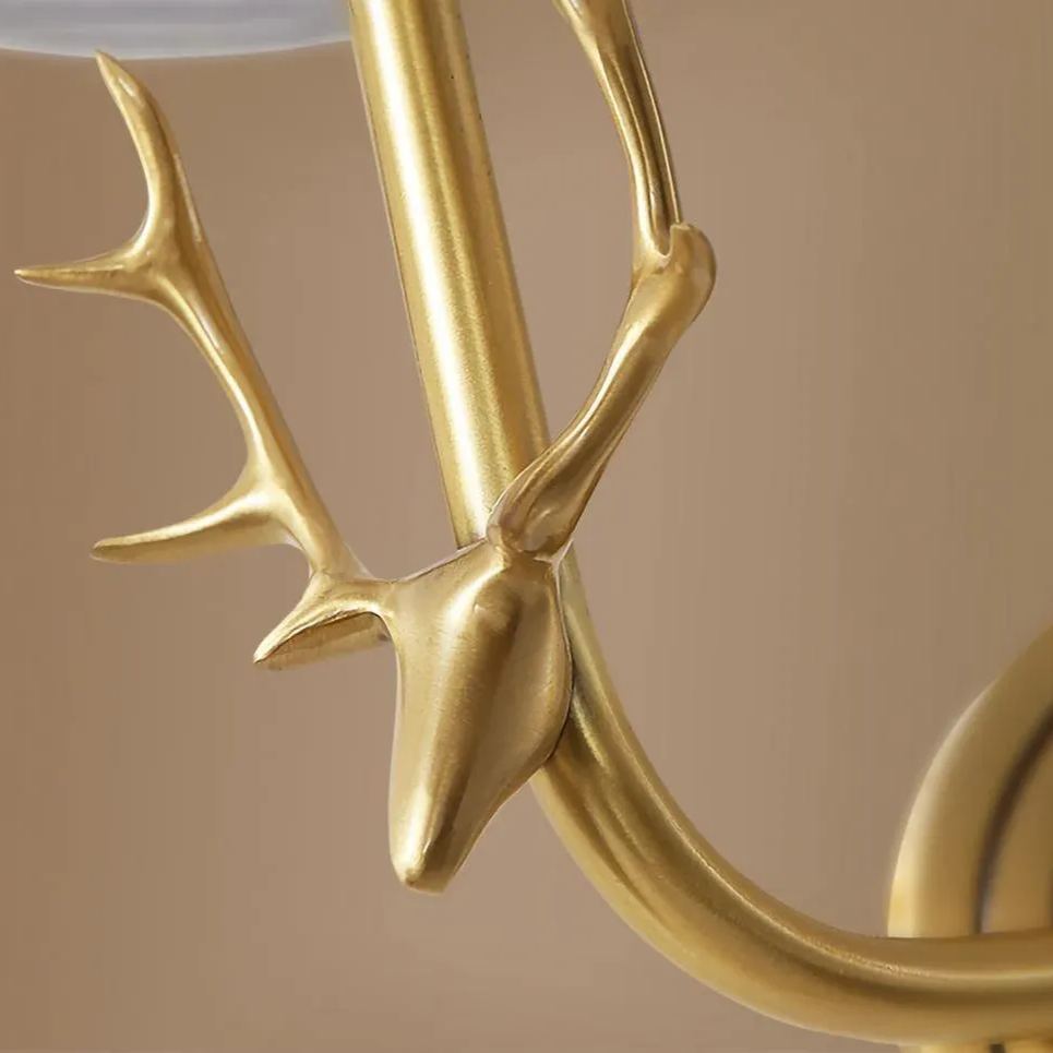 Alessio Vintage Brass Deer Head Fabric Wall Light Bedroom Hallway