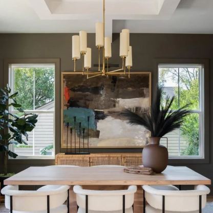 Alessio Modern Classical Brass Fabric Chandelier Shades Living Dining Room