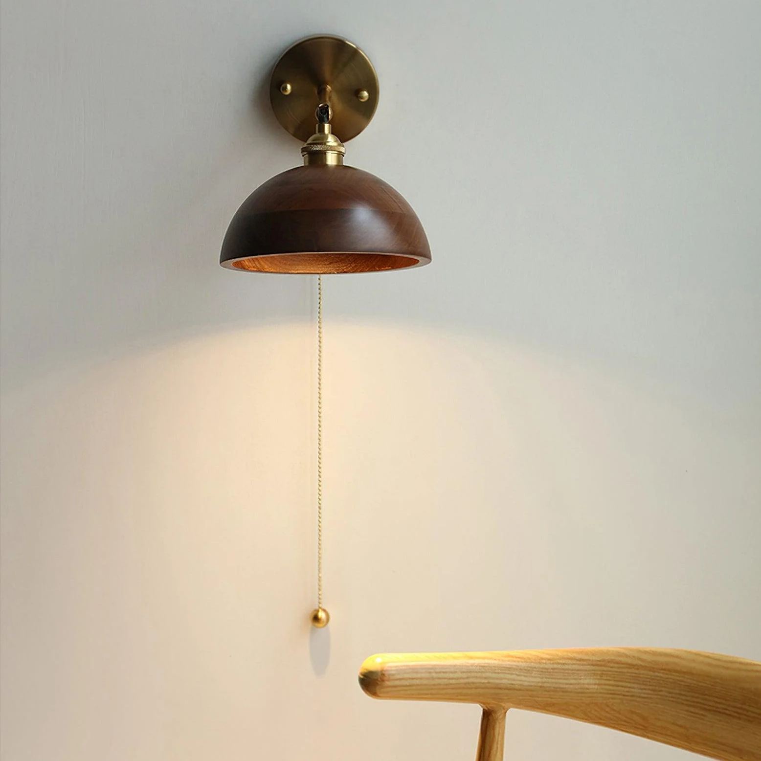 Alessio Vintage Round Wood Wall Light Bedroom Hallway Living Room