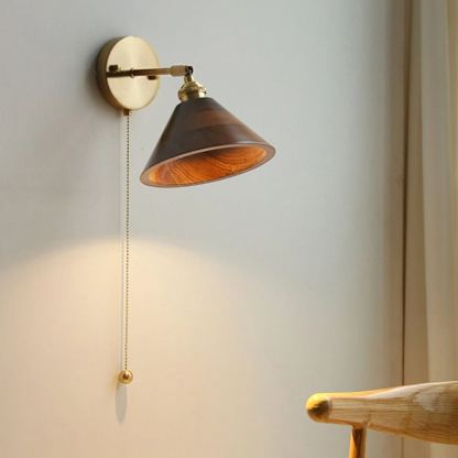 Alessio Vintage Round Wood Wall Light Bedroom Hallway Living Room