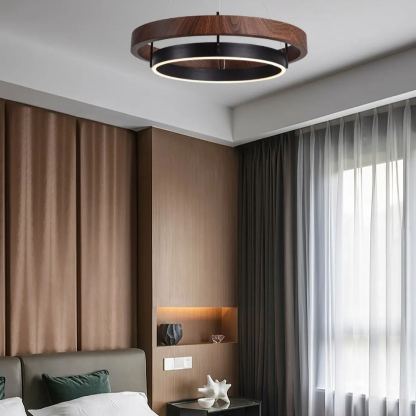 Muto Modern Round Metal Wood Chandelier Dining Living Room Bedroom