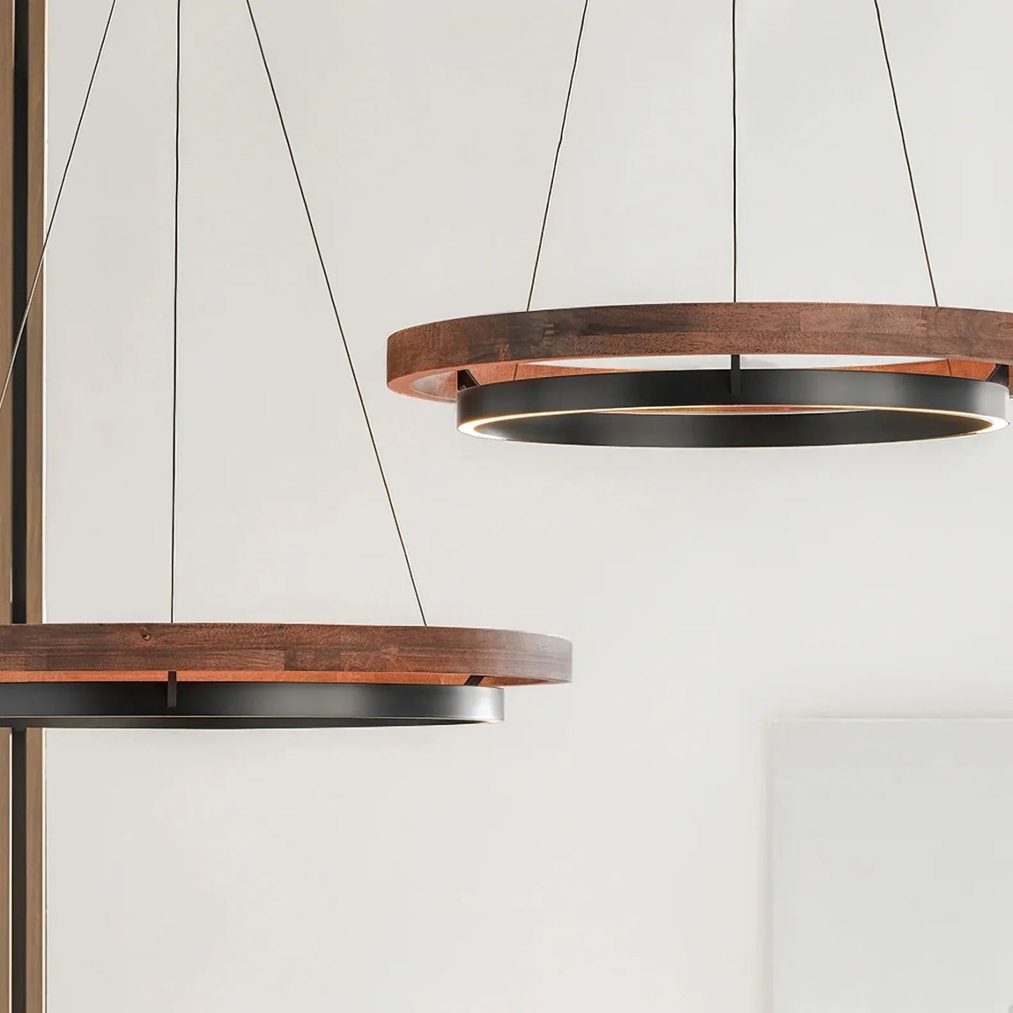 Muto Modern Round Metal Wood Chandelier Dining Living Room Bedroom