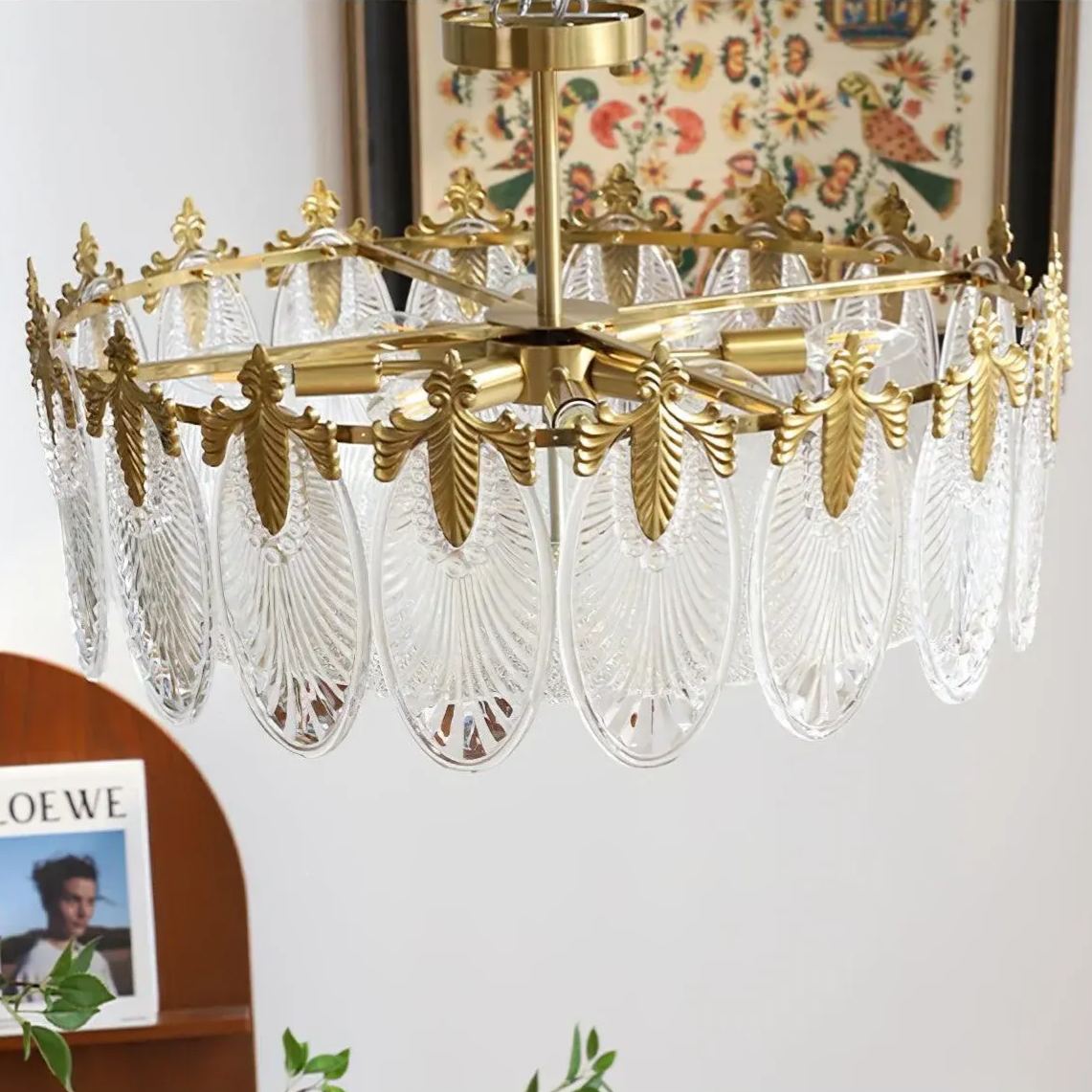Alessio Vintage Lusso Vetro Rotondo Lampadario Soggiorno Sala da pranzo