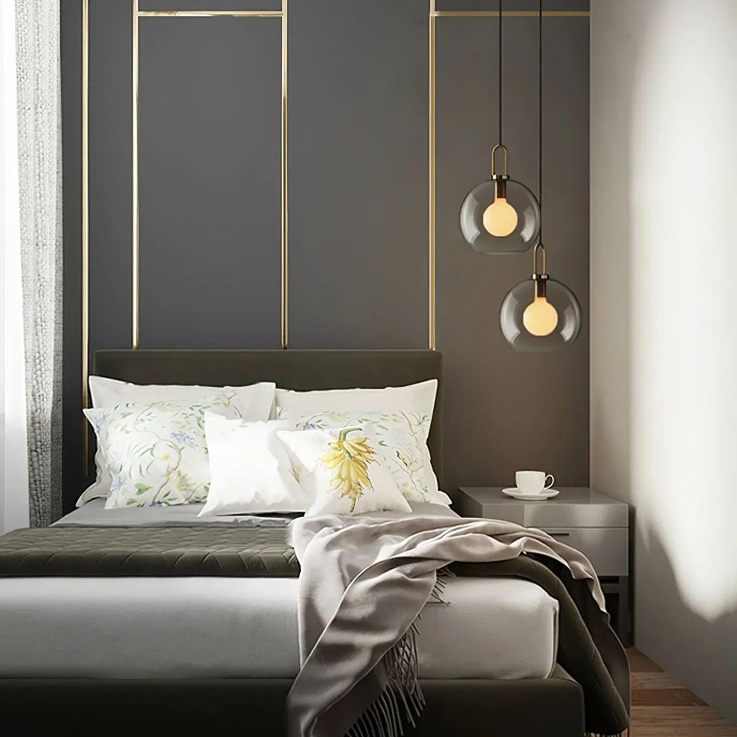 Hailie Moderno Rotondo Vetro Lampada a sospensione Camera da letto Corridoio Soggiorno