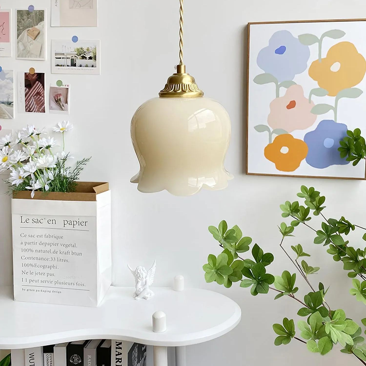 Carins Vintage Fiore Resina Lampada a sospensione Camera da letto Soggiorno