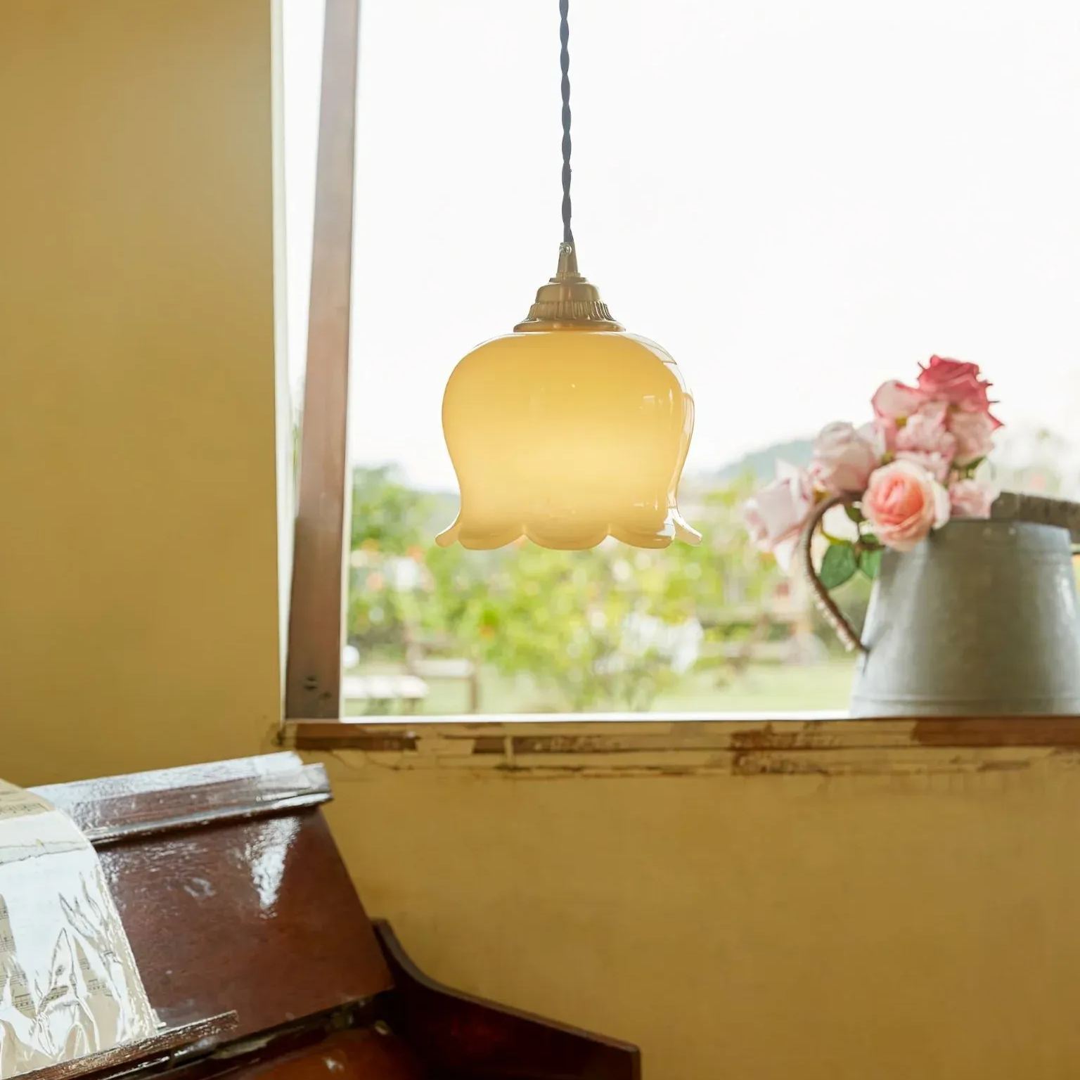 Carins Vintage Fiore Resina Lampada a sospensione Camera da letto Soggiorno