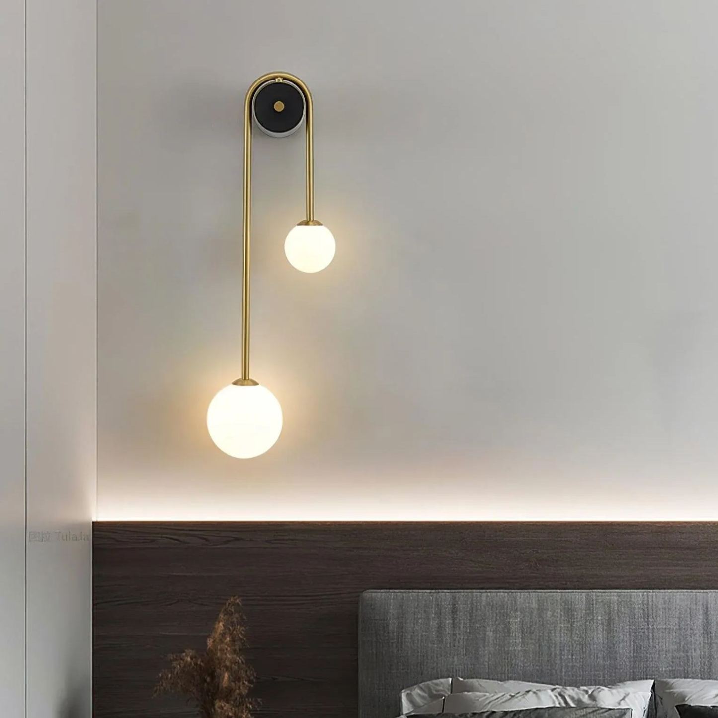 Edge Minimalismo Metallo Grigio Nero Ottone Vetro Lampada da Parete Camera da Letto Soggiorno
