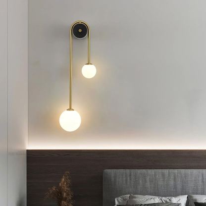 Edge Minimalismo Metallo Grigio Nero Ottone Vetro Lampada da Parete Camera da Letto Soggiorno