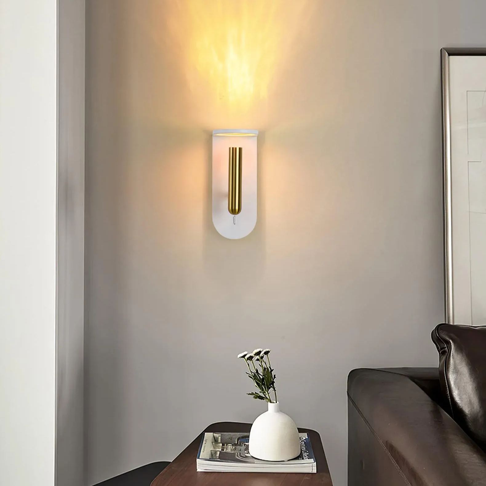 Edge Lampada da Parete Minimalista Acrilico Metallo Nero Bianco Sala Pranzo Camera