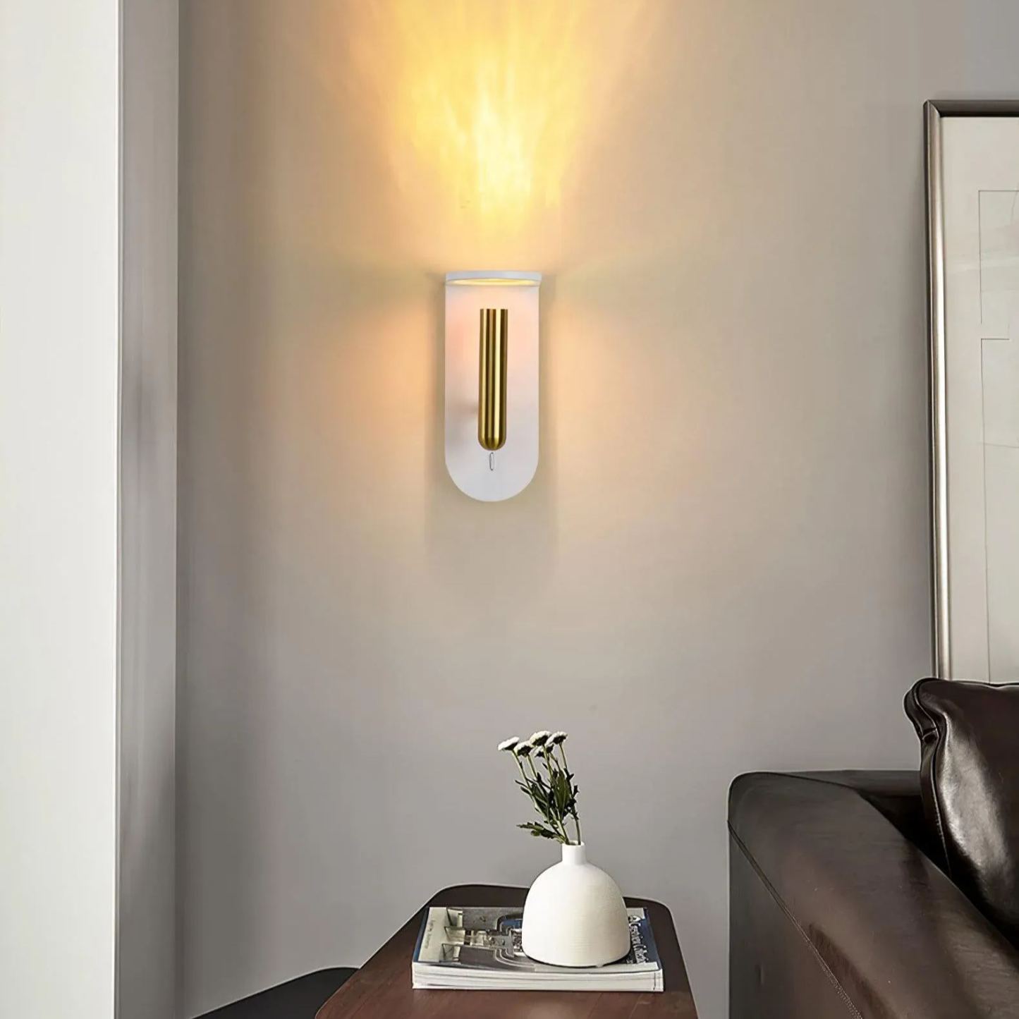 Edge Lampada da Parete Minimalista Acrilico Metallo Nero Bianco Sala Pranzo Camera