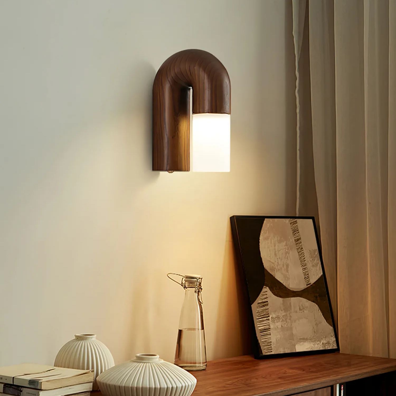 Ozawa Legno Noce Metallo Nero Applique Sala da pranzo Camera da letto