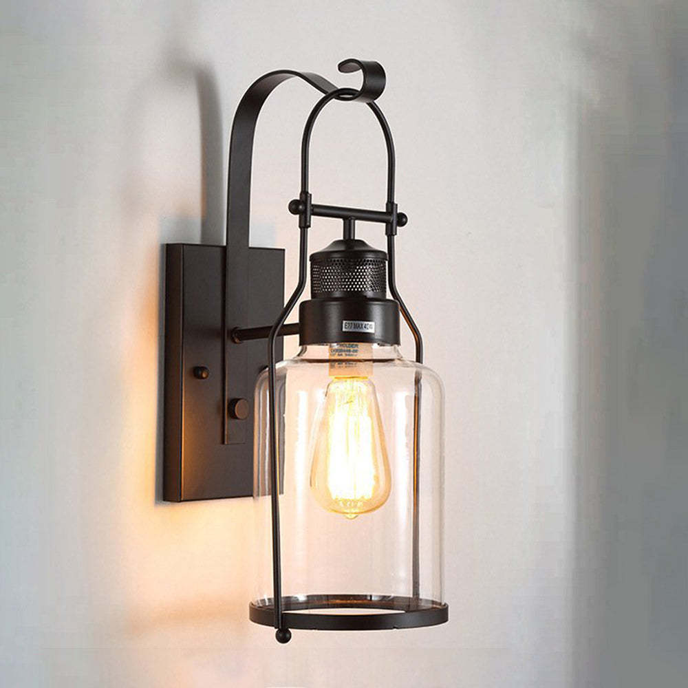 Alessio Vintage Industriale LED Applique Vetro Metallo Nero/Ruggine Soggiorno/Camera da Letto