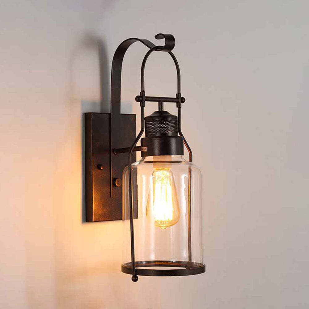 Alessio Vintage Industriale LED Applique Vetro Metallo Nero/Ruggine Soggiorno/Camera da Letto