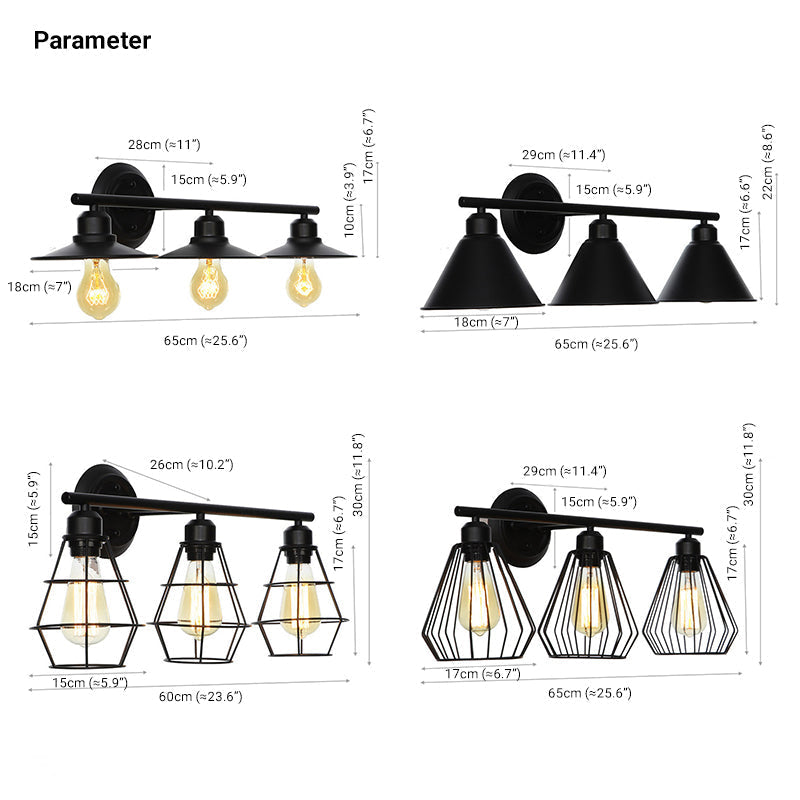 Alessio Design LED Applique Metallo Nera 4 Stile Sala da Pranzo/Soggiorno/Camera da Letto