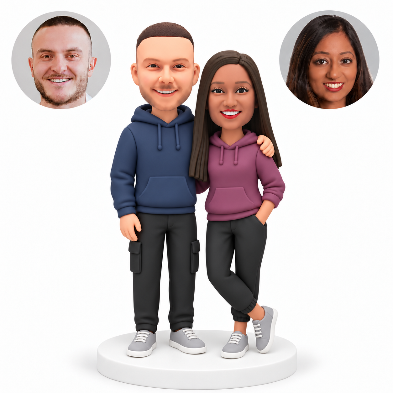 MGA-AC1336 custom polymer-clay couple bobbleheads