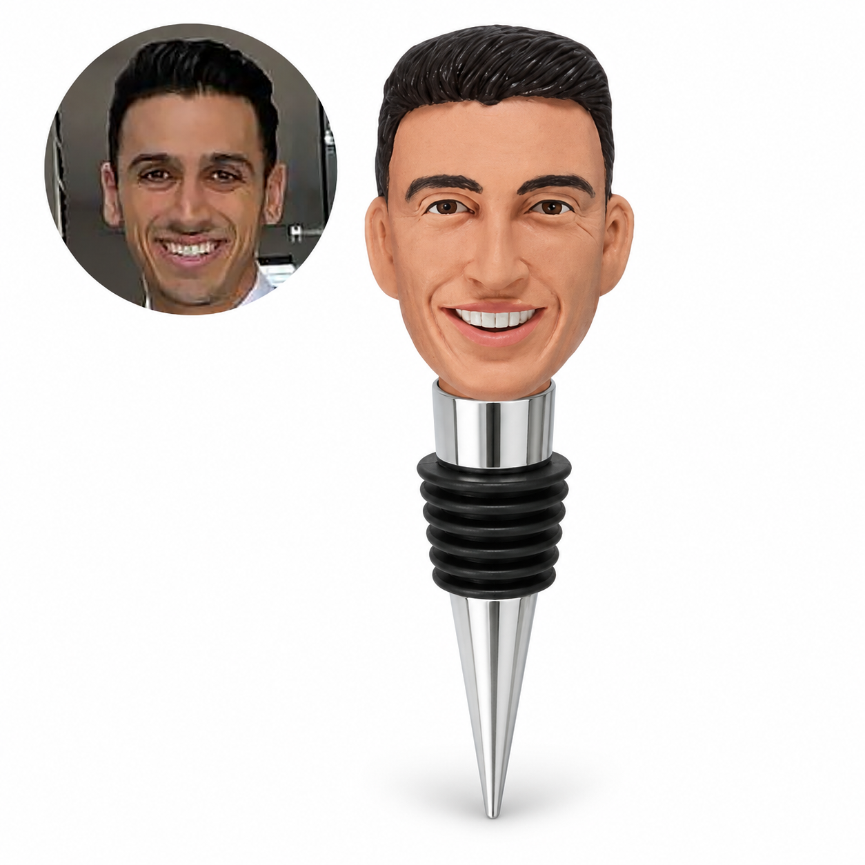 custom portrait head wine bottle stopper