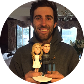 Danny Cairns customer photo with a custom bobblehead.