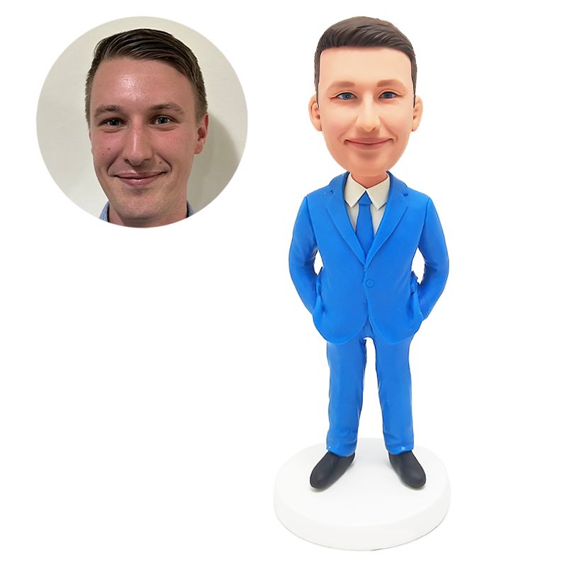bobblehead custom business man with hands in pockets