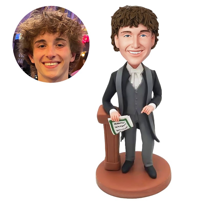 custom bobblehead figure lawyer holding a paper