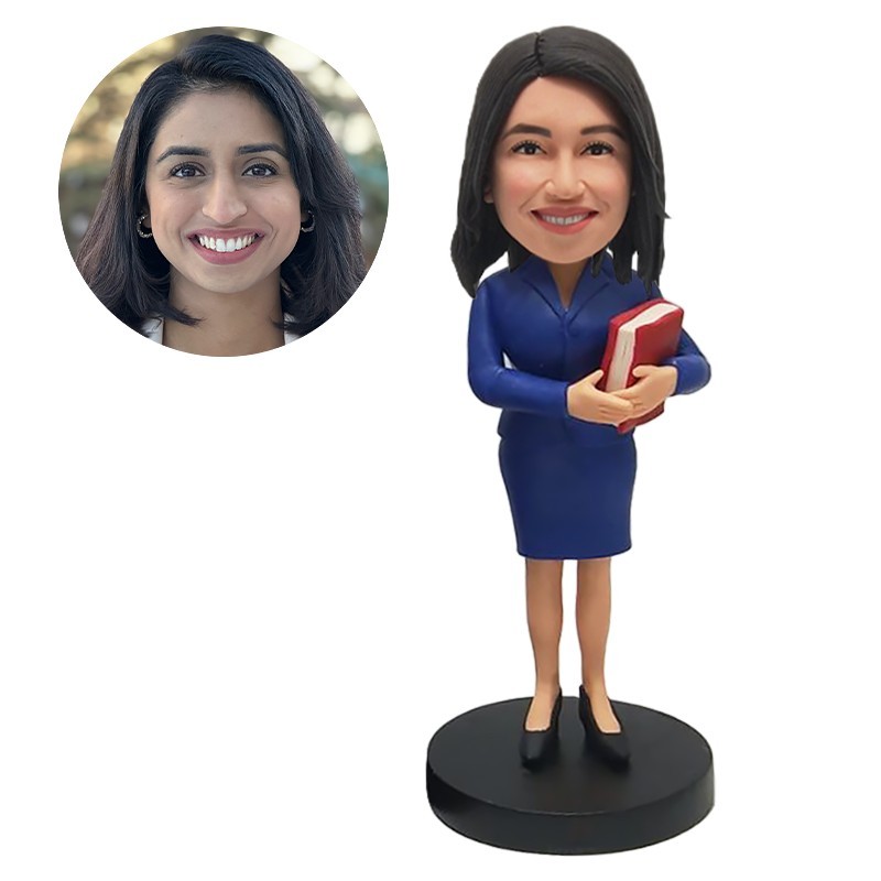 custom bobblehead teacher holding books