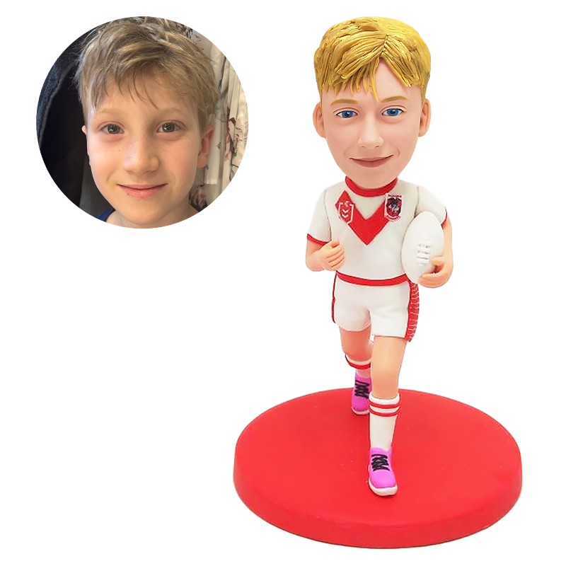 personalized bobblehead kid holding a football