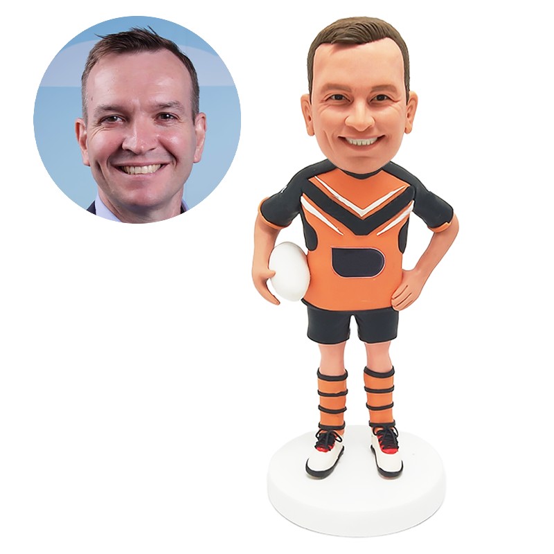 custom bobblehead figure male coach holding a football