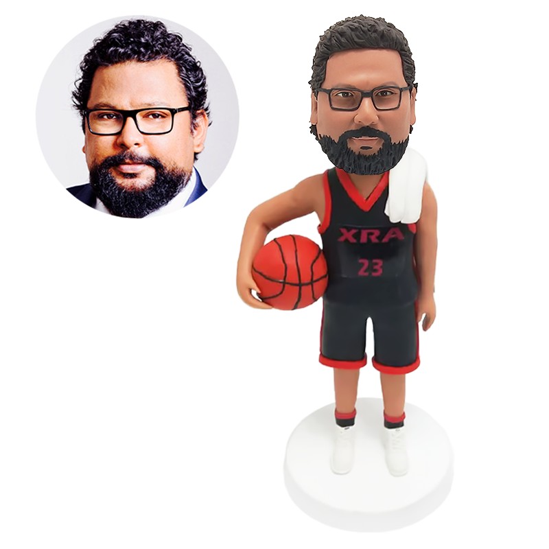 custom bobble head male player holding a basketball