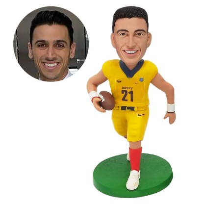custom bobblehead figure player holding a football