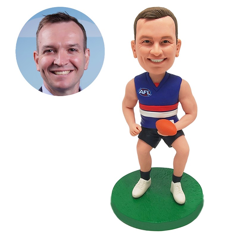 custom bobblehead figurine western player holding a football