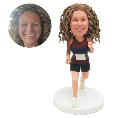 custom bobblehead figure sportswoman running marathon