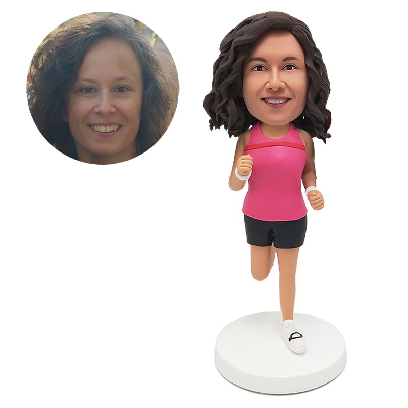 bobble head figurine sportswoman running marathon