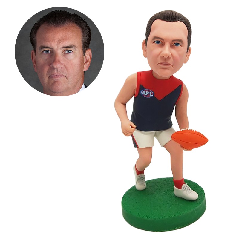 custom bobblehead figurine male coach holding a football
