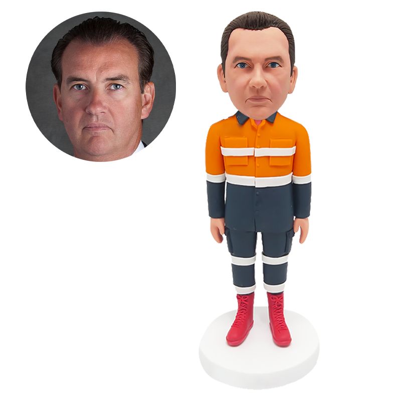personalised bobble head male worker in worker uniform
