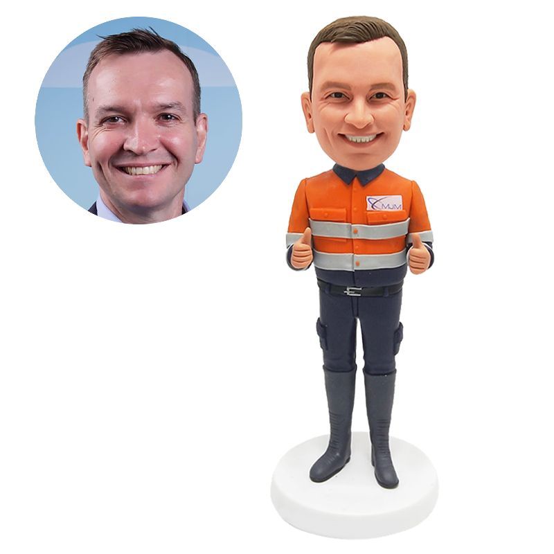 bobblehead custom male worker with thumbs up