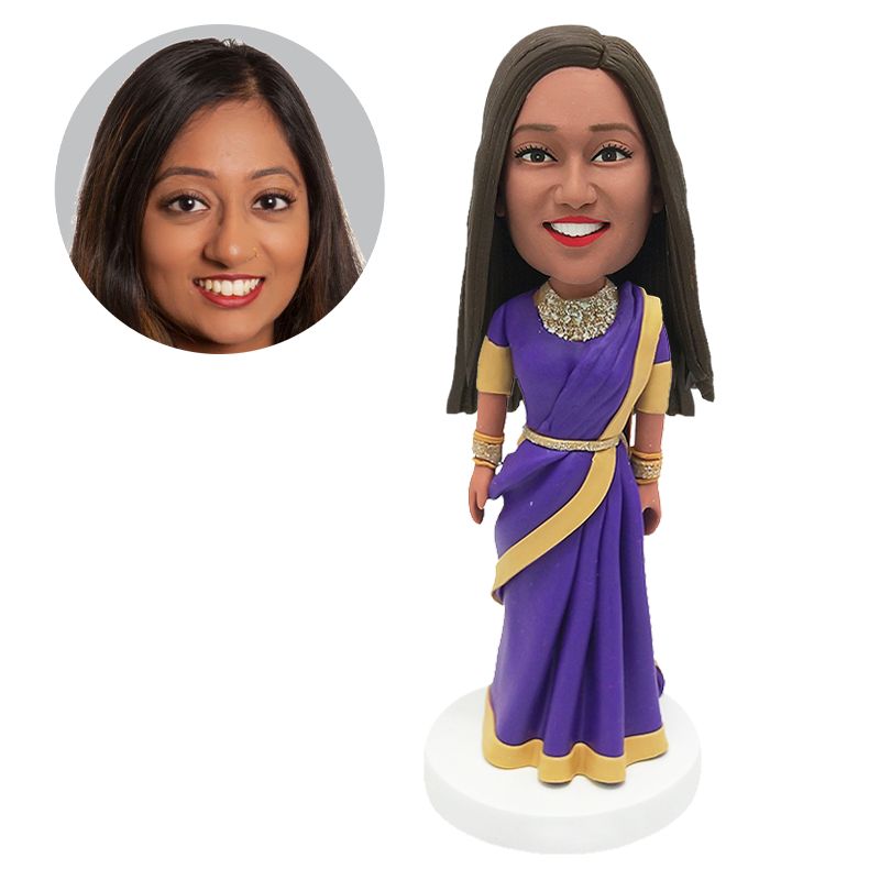 custom bobblehead figure indian wedding bride in saree