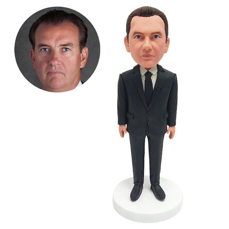 custom bobblehead wedding groom in black suit