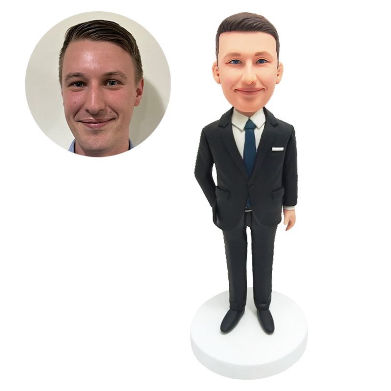 personalised bobble head wedding groom with one hand in pocket