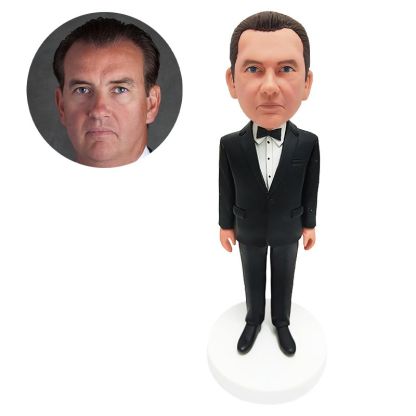 personalized bobblehead wedding groom with bow tie