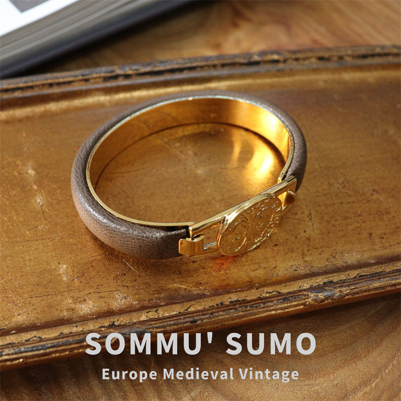 Chic RetroVibe Cowhide open vintage butterfly gold coin bracelet