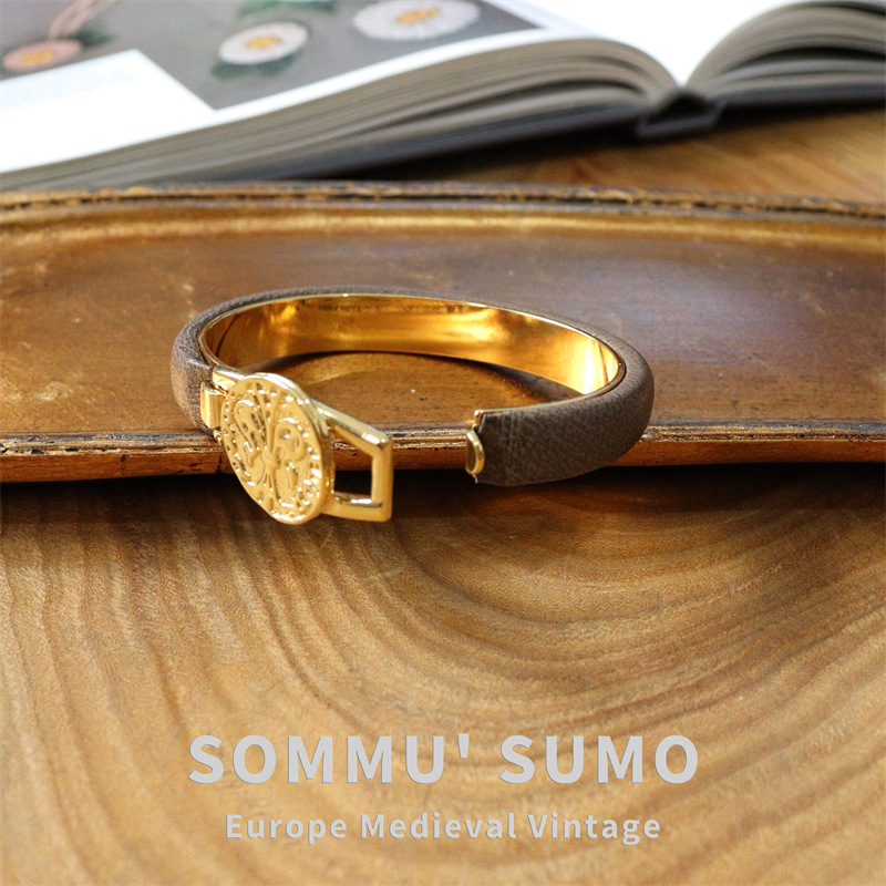 Chic RetroVibe Cowhide open vintage butterfly gold coin bracelet