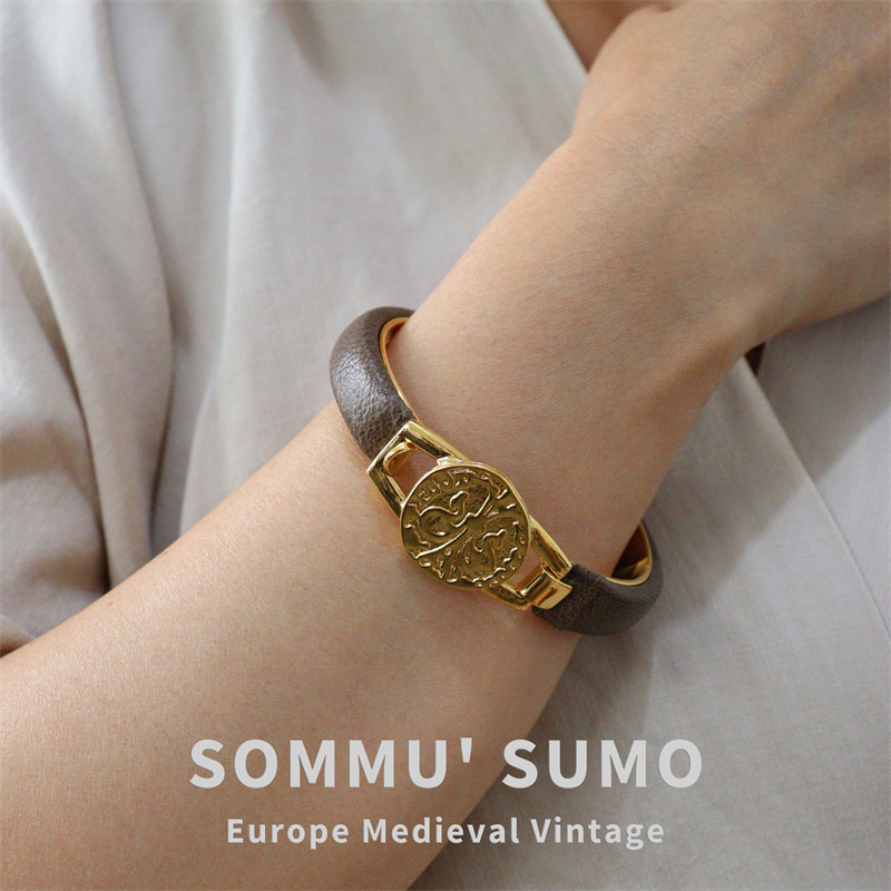 Chic RetroVibe Cowhide open vintage butterfly gold coin bracelet