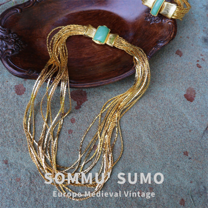 Chic RetroVibe vintage Monet book woven gold necklace bracelet set