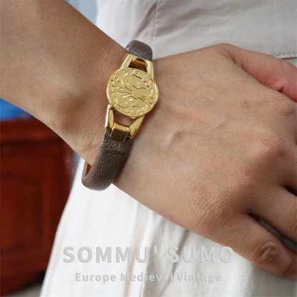 Chic RetroVibe Cowhide open vintage butterfly gold coin bracelet