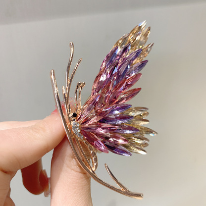Chic RetroVibe Super Flash Heavy Industry Crystal Butterfly Brooch