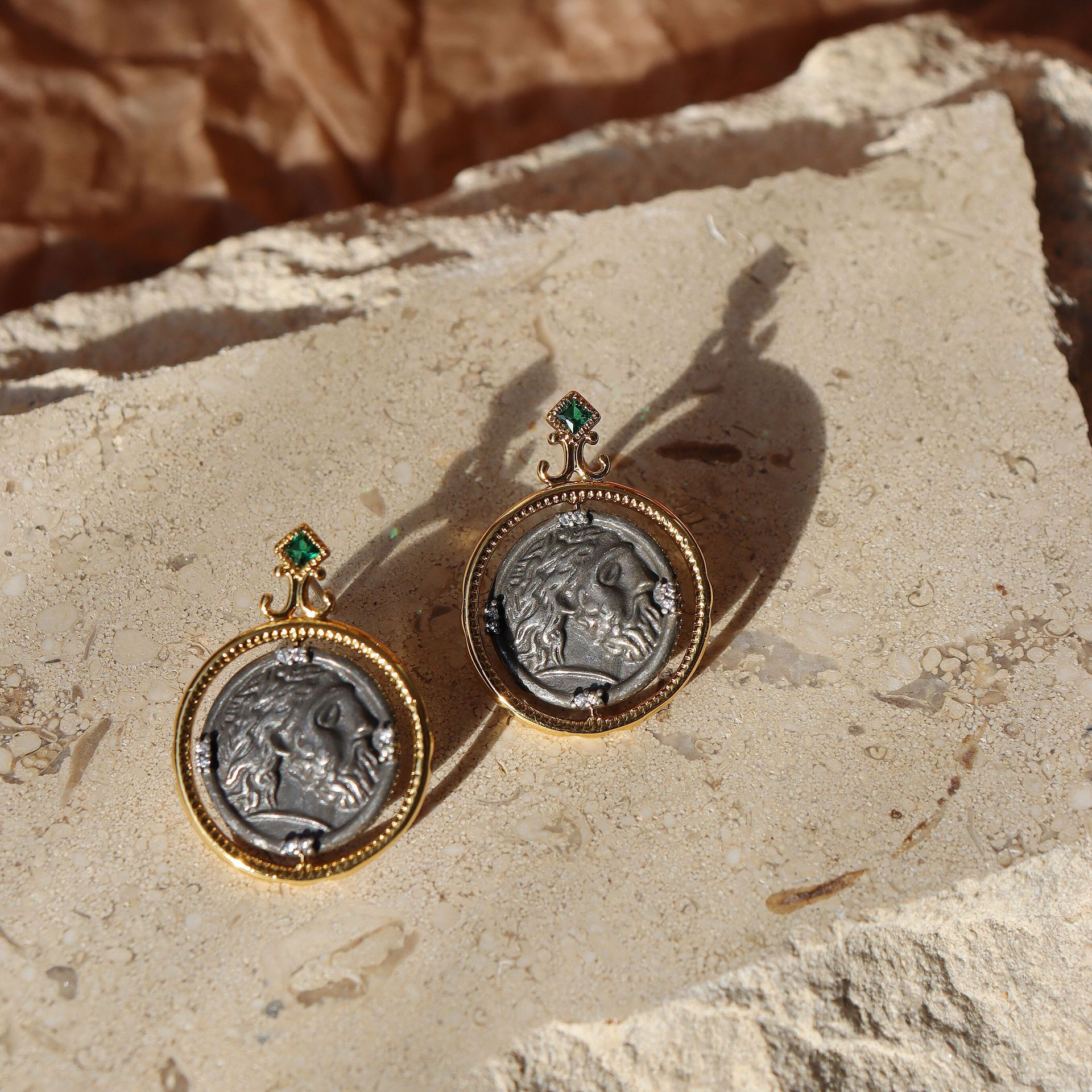 Chic RetroVibe Lucky God Rotatable Embossed Antique Coin Earrings