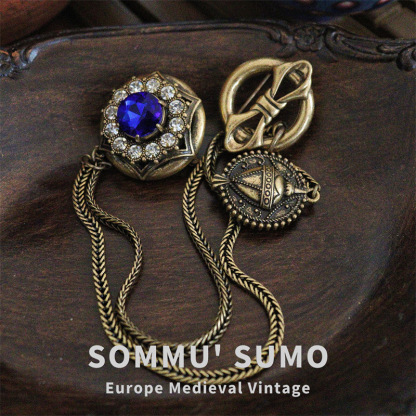 Chic Retrovibe Vintage Precious Stone Flower Double Pin Brooch