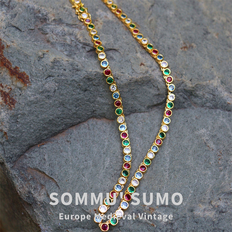 Chic Retrovibe Retro Color Full Diamond Necklace